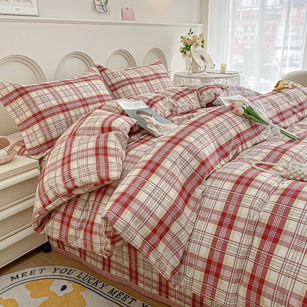 91家纺网 家纺一手货源 找家纺 （总）梦精灵家纺 2025新款直角40支全棉印花床盖四件套纯棉被套枕套
