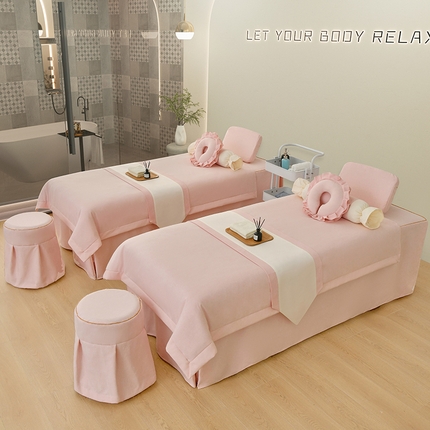 莉人坊美容床罩批发 2024新款棉麻美容床罩诗菲丽人系列 诗菲丽人粉色