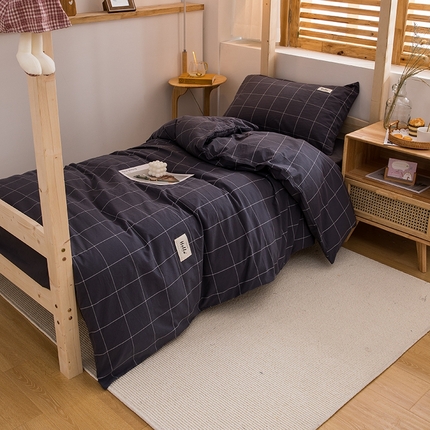 91家纺网 家纺一手货源 找家纺 （总）柠萌家居 2025新款无印良品风A类色织水洗棉全棉学生宿舍三件套床垫套三件套