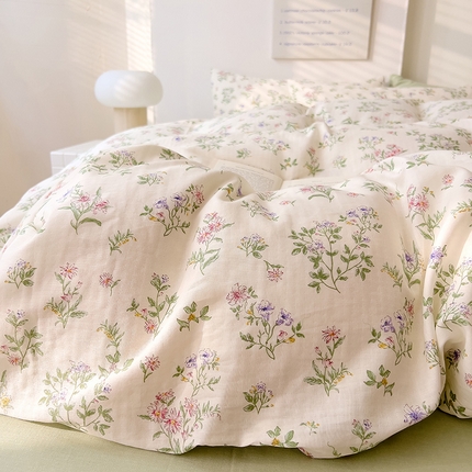 91家纺网 家纺一手货源 找家纺 DoDo 兜兜 2024新款全棉双层纱印花被套 春意浓