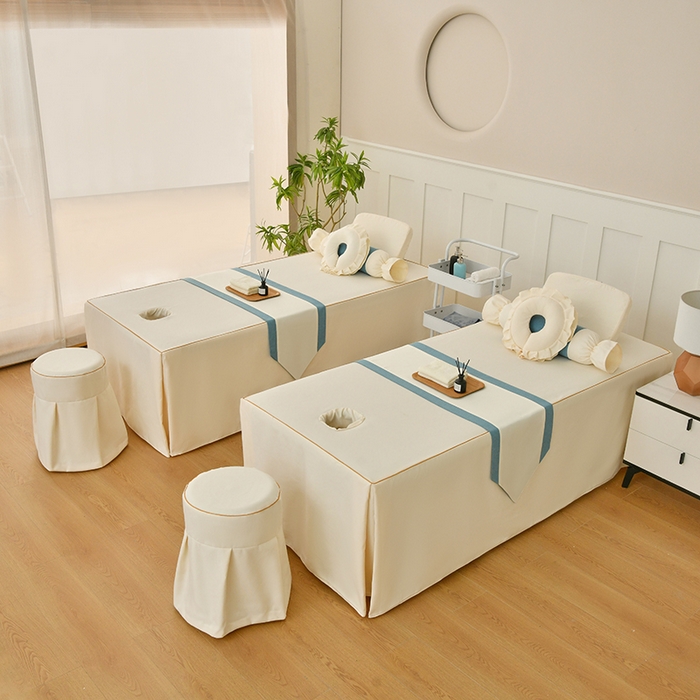 91家纺网 家纺一手货源 找家纺 莉人坊美容床罩批发 2024新款棉麻美容床罩诗菲丽人系列 诗菲丽人米黄