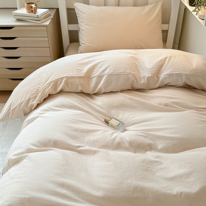 91家纺网 家纺一手货源 找家纺 玖弘家居 2024新款全棉色织水洗棉学生三件套四件套床垫套系列 米密条