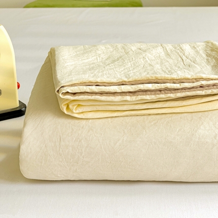 91家纺网 家纺一手货源 找家纺 （总）韩巢家纺 2024新款ins风超柔褶皱亲肤水洗棉被套单件-纯色双拼系列（提供卖家秀）