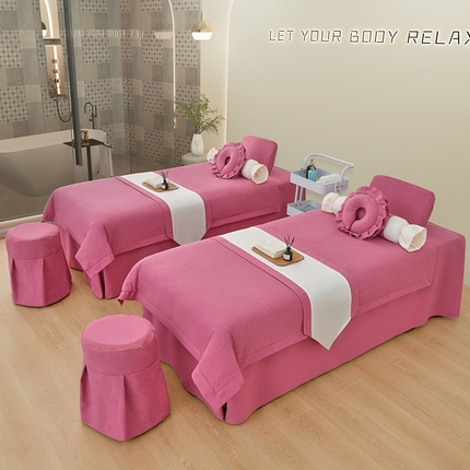 91家纺网 家纺一手货源 找家纺 莉人坊美容床罩批发 2024新款棉麻美容床罩诗菲丽人系列 诗菲丽人酒红