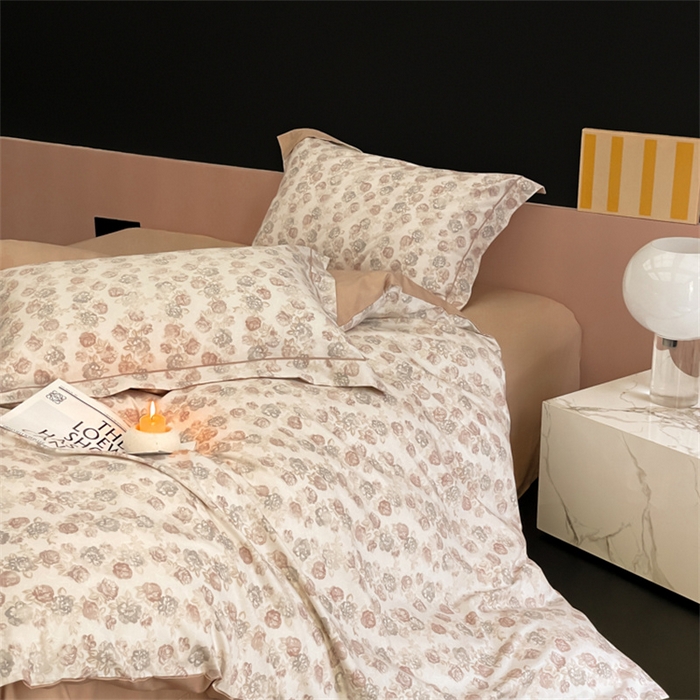 91家纺网 家纺一手货源 找家纺 由丽家纺 2025新款柔棉印花四件套系列 飘纱-紫