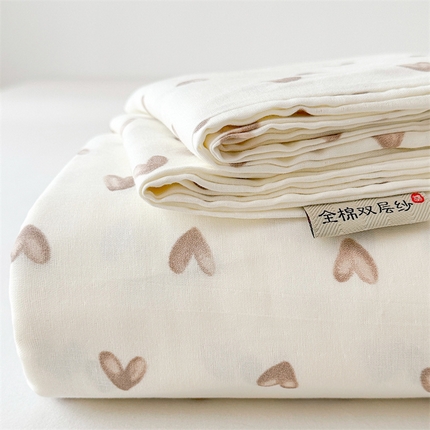 91家纺网 家纺一手货源 找家纺 雯豆家纺 2024新品小清新印花全棉纯棉双层纱床笠三件套 全棉双层纱床笠-奥利