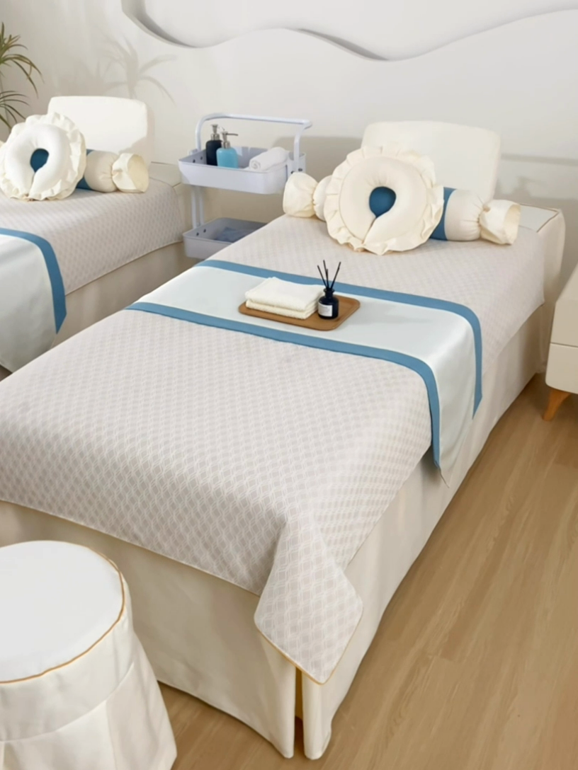 91家纺网 家纺一手货源 找家纺 莉人坊美容床罩批发 2024新款锦绣贝壳麻美容床罩系列 锦绣贝壳麻拼米黄