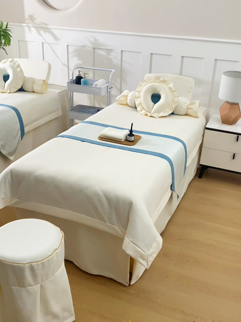 91家纺网 家纺一手货源 找家纺 莉人坊美容床罩批发 2024新款棉麻美容床罩诗菲丽人系列 诗菲丽人米黄