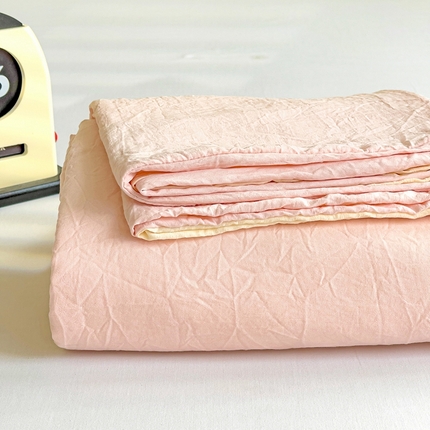 91家纺网 家纺一手货源 找家纺 （总）韩巢家纺 2024新款ins风超柔褶皱亲肤水洗棉被套单件-纯色双拼系列（提供卖家秀）