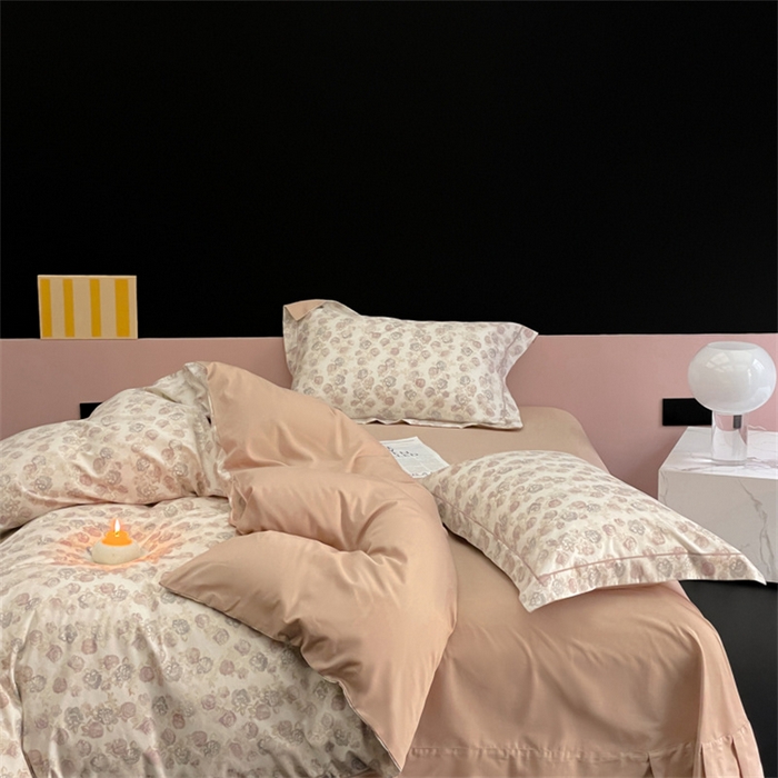 91家纺网 家纺一手货源 找家纺 由丽家纺 2025新款柔棉印花四件套系列 飘纱-紫