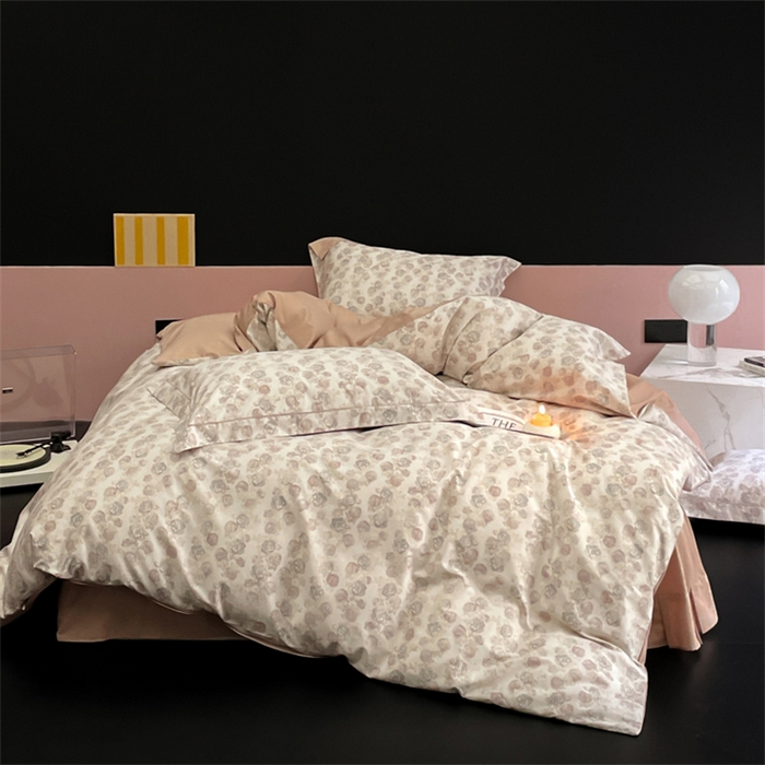 91家纺网 家纺一手货源 找家纺 由丽家纺 2025新款柔棉印花四件套系列 飘纱-紫