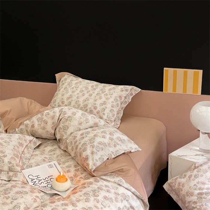 91家纺网 家纺一手货源 找家纺 由丽家纺 2025新款柔棉印花四件套系列 飘纱-紫