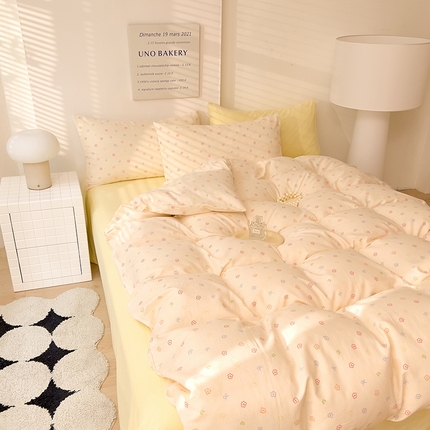 91家纺网 家纺一手货源 找家纺 DoDo 兜兜 2024新款全棉双层纱印花四件套 蜜糖日记