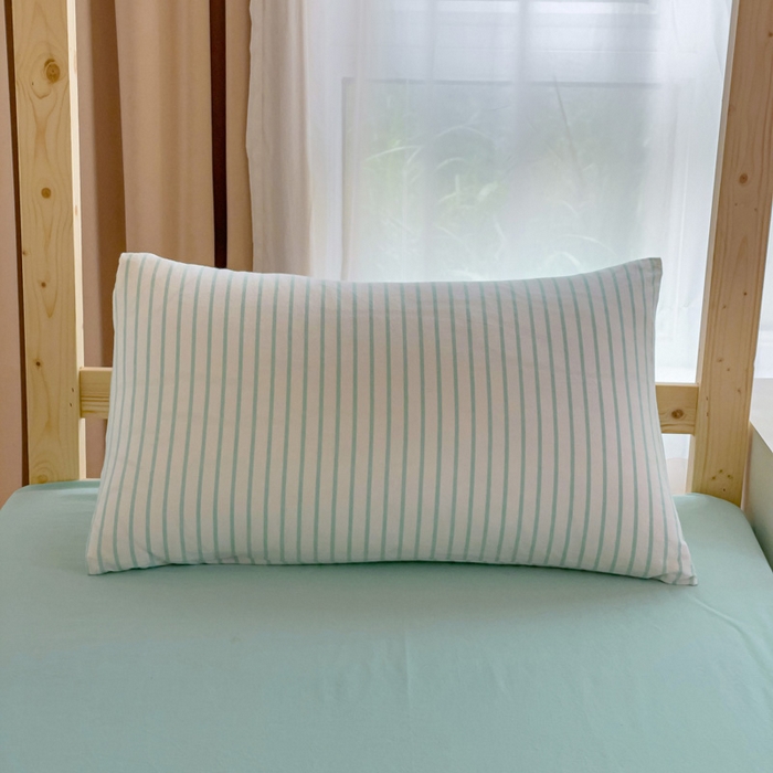 91家纺网 家纺一手货源 找家纺 玖弘家居 2024新款全棉色织水洗棉学生三件套四件套床垫套系列 湖蓝条