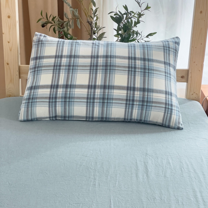 91家纺网 家纺一手货源 找家纺 玖弘家居 2024新款全棉色织水洗棉学生三件套四件套床垫套系列 春彩兰格