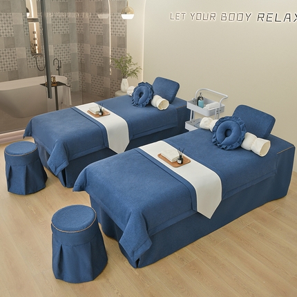 91家纺网 家纺一手货源 找家纺 莉人坊美容床罩批发 2024新款棉麻美容床罩诗菲丽人系列 诗菲丽人海蓝