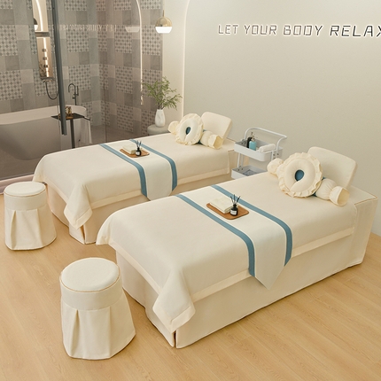 91家纺网 家纺一手货源 找家纺 莉人坊美容床罩批发 2024新款棉麻美容床罩诗菲丽人系列 诗菲丽人米黄