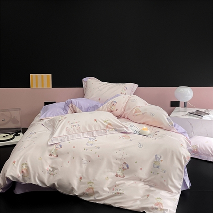 91家纺网 家纺一手货源 找家纺 由丽家纺 2025新款柔棉印花四件套系列 小时光