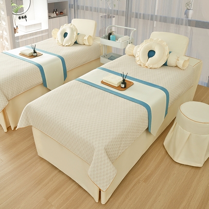 莉人坊美容床罩批发 2024新款锦绣贝壳麻美容床罩系列 锦绣贝壳麻拼米黄