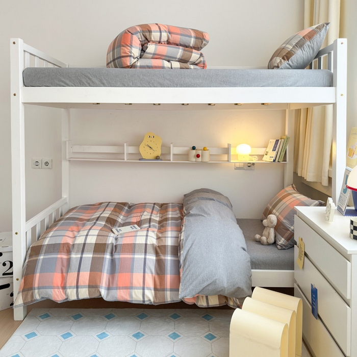 91家纺网 家纺一手货源 找家纺 玖弘家居 2024新款全棉色织水洗棉学生三件套四件套床垫套系列 库里灰