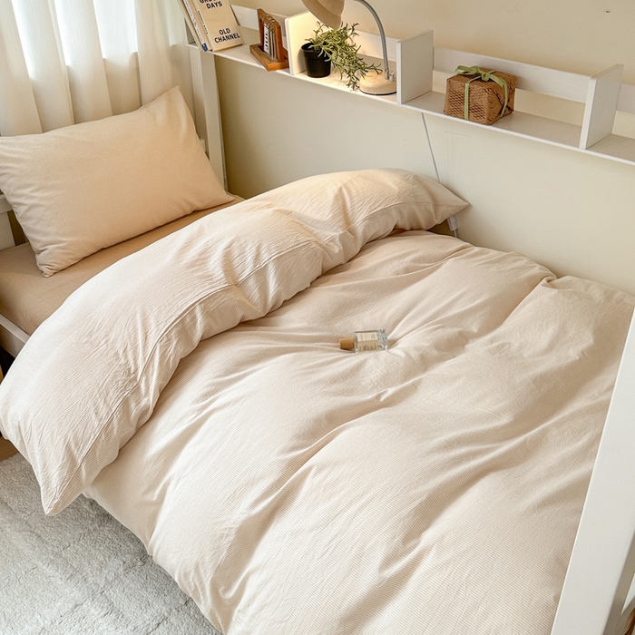 91家纺网 家纺一手货源 找家纺 玖弘家居 2024新款全棉色织水洗棉学生三件套四件套床垫套系列 米密条