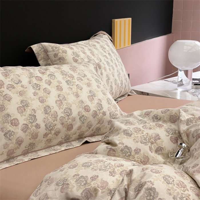 91家纺网 家纺一手货源 找家纺 由丽家纺 2025新款柔棉印花四件套系列 飘纱-紫