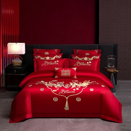 91家纺网 家纺一手货源 找家纺 （总）芊囍纺 2024新款婚庆四件套刺绣绣花四件套多件套