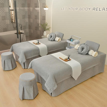 莉人坊美容床罩批发 2024新款棉麻美容床罩诗菲丽人系列 诗菲丽人灰色