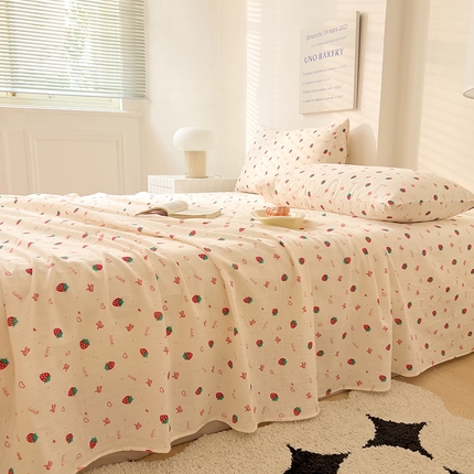 91家纺网 家纺一手货源 找家纺 （总）DoDo 兜兜 2024新款全棉纯棉双层纱单件床单-可定制定做