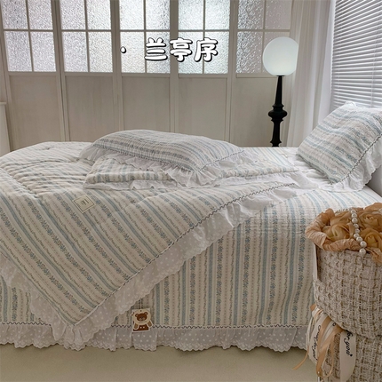 91家纺网 家纺一手货源 找家纺 （总）佰织鑫家居（会员-5元） 2024新款繁花系列全棉砂洗棉花床盖款春秋被四件套