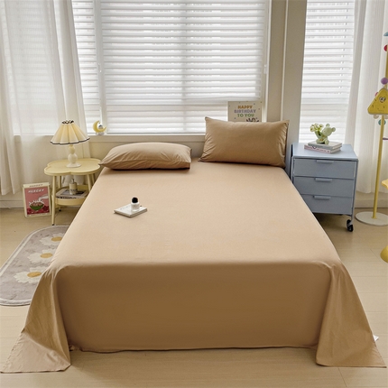 2024新款全棉简约纯色床单 驼色