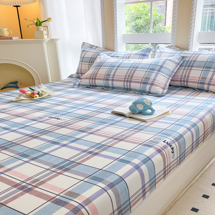 91家纺网 家纺一手货源 找家纺 铭成家纺 2024新款新疆棉喷气印花小清新系列单床笠布兰迪