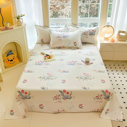 91家纺网 家纺一手货源 找家纺 （总）铭成家纺 2024新款新疆棉喷气印花小清新系列单床单