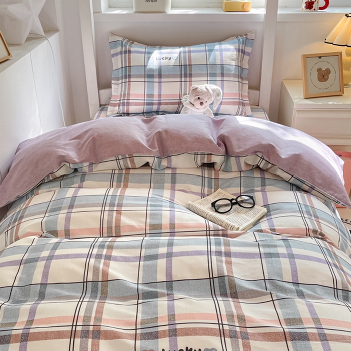 91家纺网 家纺一手货源 找家纺 2024新款全棉印花三件套学生宿舍床三件套上下铺床单被套 布兰迪