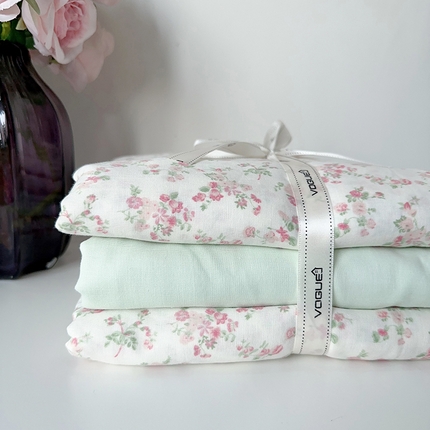 91家纺网 家纺一手货源 找家纺 （总）麦伦家居 2024春夏新品全棉有氧双层纱印花系列四件套（叠拍图）