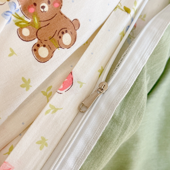 91家纺网 家纺一手货源 找家纺 铭成家纺 2024新款新疆棉喷气印花小清新系列单被套小兔园