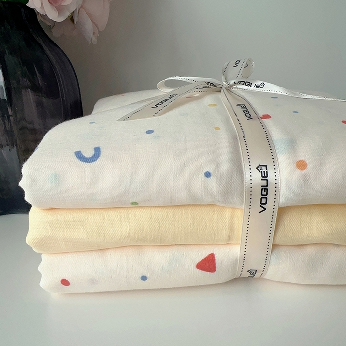 91家纺网 家纺一手货源 找家纺 麦伦家居 2024春夏新品全棉有氧双层纱印花系列四件套（叠拍图）蜡笔画