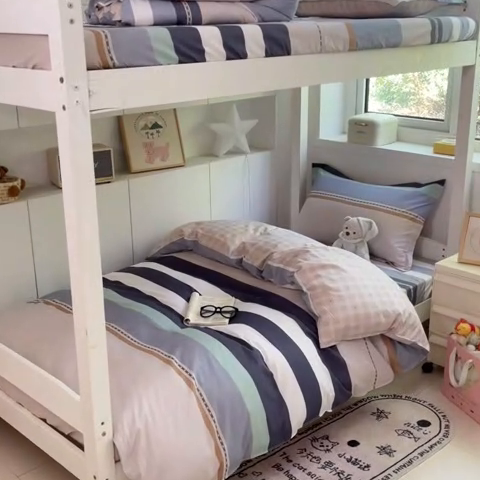 91家纺网 家纺一手货源 找家纺 2024新款全棉印花三件套学生宿舍床三件套上下铺床单被套 达特