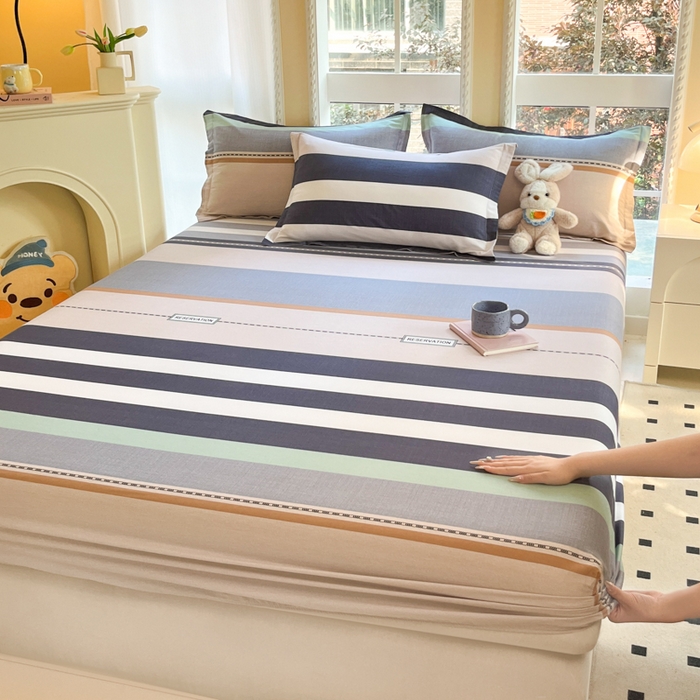 91家纺网 家纺一手货源 找家纺 铭成家纺 2024新款新疆棉喷气印花小清新系列单床笠达特