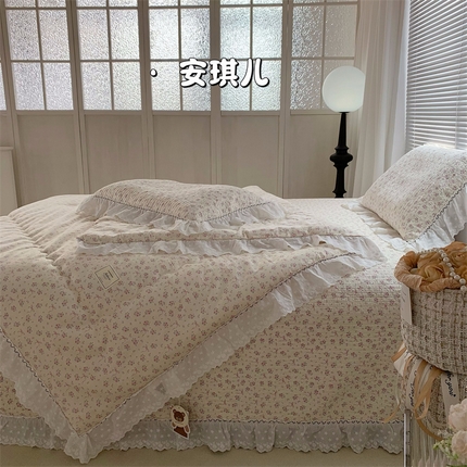 91家纺网 家纺一手货源 找家纺 （总）佰织鑫家居（会员-5元） 2024新款繁花系列全棉砂洗棉花床盖款春秋被四件套