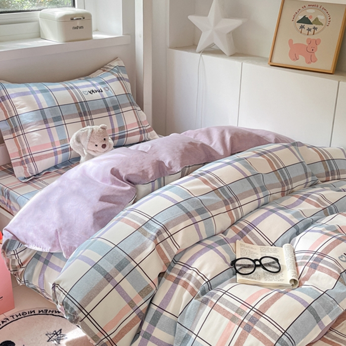 91家纺网 家纺一手货源 找家纺 2024新款全棉印花三件套学生宿舍床三件套上下铺床单被套 布兰迪