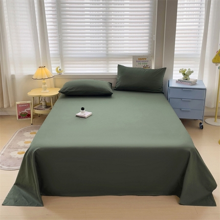 2024新款全棉简约纯色床单 松绿