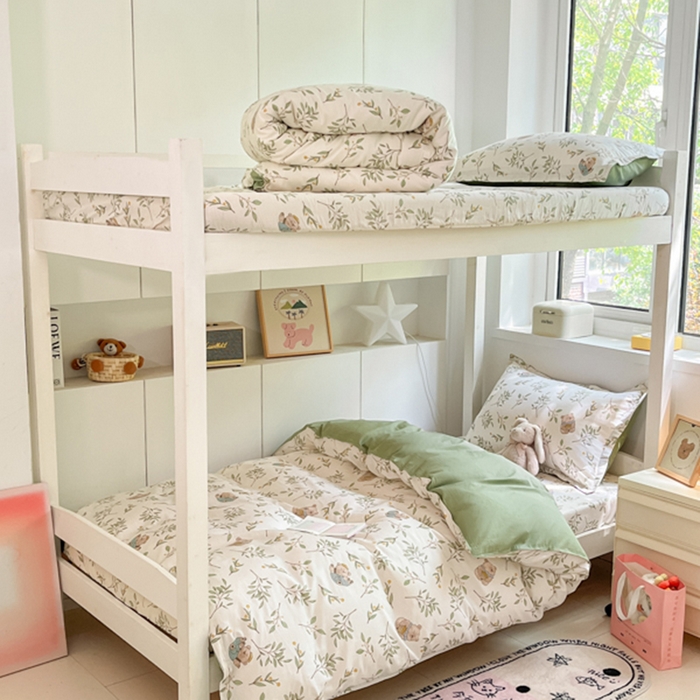 91家纺网 家纺一手货源 找家纺 2024新款全棉印花三件套学生宿舍床三件套上下铺床单被套 丛林意趣