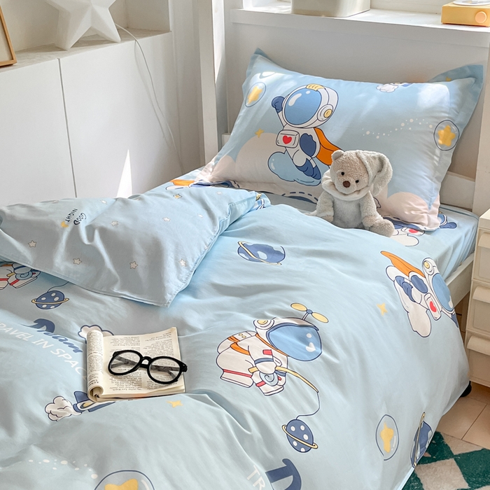 91家纺网 家纺一手货源 找家纺 2024新款全棉印花三件套学生宿舍床三件套上下铺床单被套 畅游星球