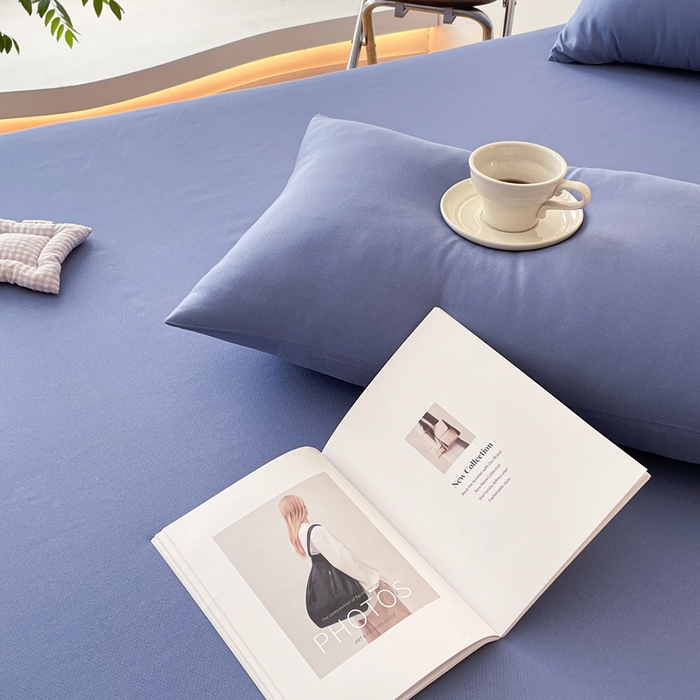 91家纺网 家纺一手货源 找家纺 豪选 2025新款A类蜂巢棉抗菌床笠（全网全供） 蜂巢蓝灰色