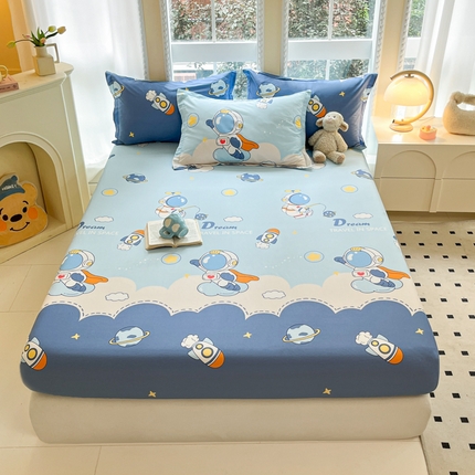 铭成家纺 2024新款新疆棉喷气印花小清新系列单床笠畅游星球