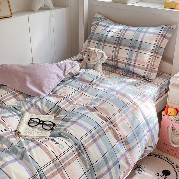 91家纺网 家纺一手货源 找家纺 2024新款全棉印花三件套学生宿舍床三件套上下铺床单被套 布兰迪