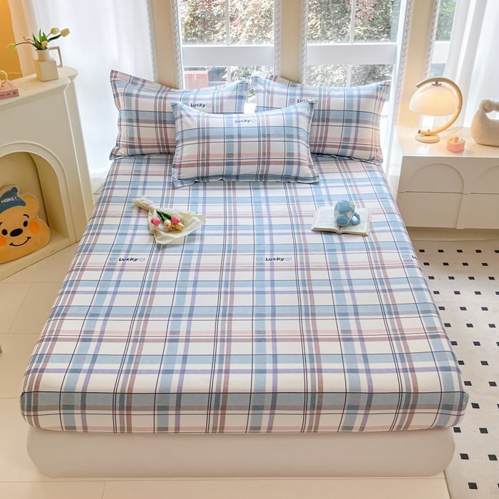 91家纺网 家纺一手货源 找家纺 铭成家纺 2024新款新疆棉喷气印花小清新系列单床笠布兰迪