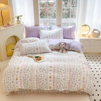 铭成家纺 2024新款新疆棉喷气印花小清新系列单被套半蕾