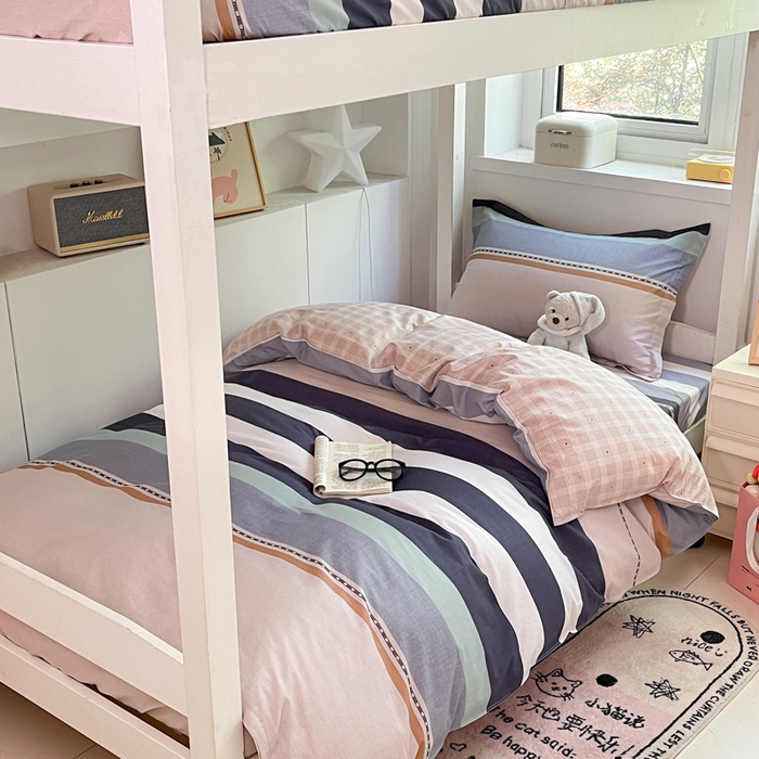 91家纺网 家纺一手货源 找家纺 2024新款全棉印花三件套学生宿舍床三件套上下铺床单被套 达特